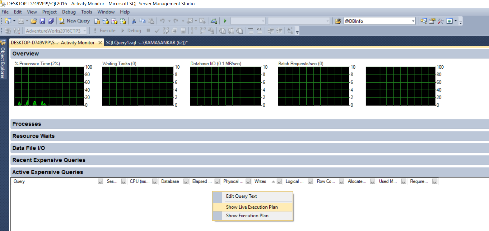 New SQL Server 2016 Live Query Statistics – Ramasankar Molleti Blog
